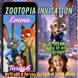 zootopia birthday invitation