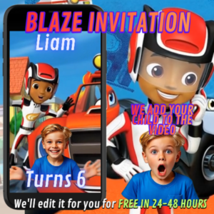 blaze and the monsters machines birthday invitation