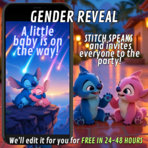 stitch gender reveal invitation