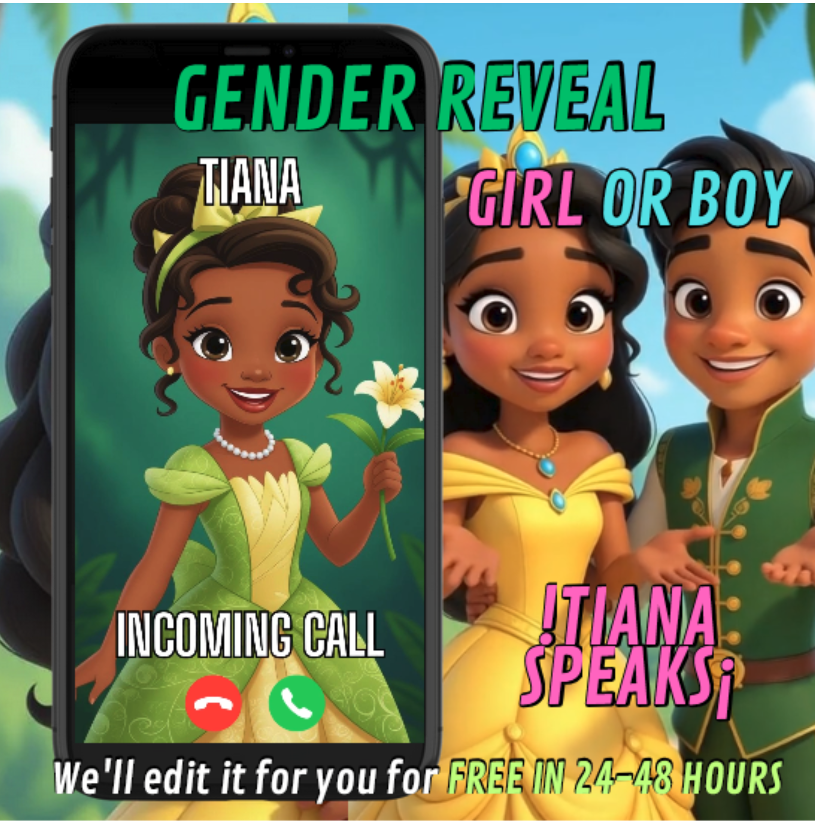 tiana gender reveal invitation