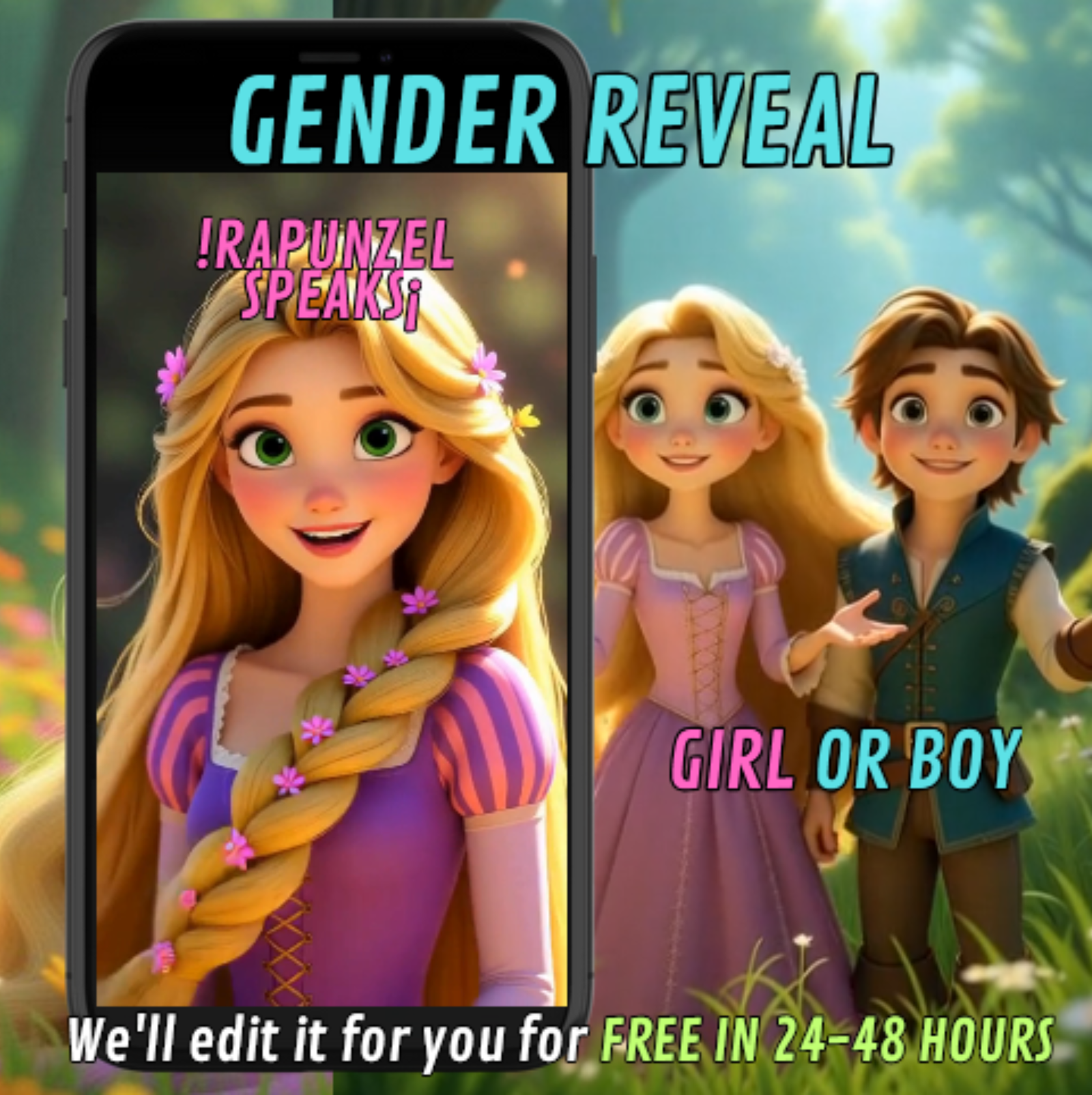 rapunzel gender reveal invitation
